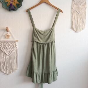 Altar'd State Linen Blend Ruffle Hem Tie-Back Sun Dress Size Large NWT